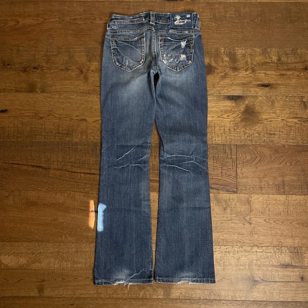MEK Denim Henderson Bootcut Flare Jeans Blue Distressed Y2K Women Size 26x29